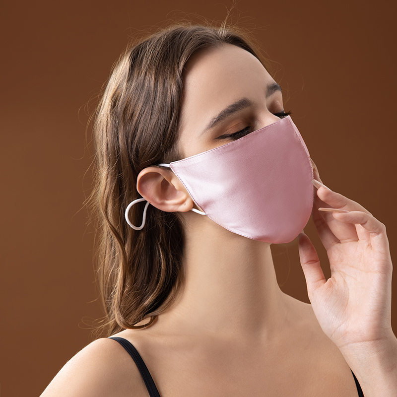 Couvre-visage en soie de mûrier 100% qualité 6A, rose chair