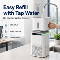 Purificateur d'air et humidificateur combinés avec filtre HEPA de qualité H11, 217 m³/h CADR, fonctionnement silencieux, minuterie, contrôle par application, commande tactile