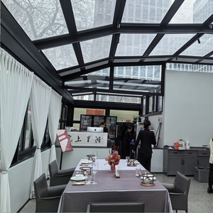 Jardin d'hiver moderne à toit incliné, véranda autoportante rétractable en aluminium et verre trempé, véranda <span class=keywords><strong>mobile</strong></span> 4 saisons pour villa - Product Image 6