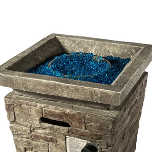 Table de foyer à gaz de style moderne pour pilier de foyer de chauffage extérieur de jardin avec décoration en verre bleu - Product Image 3