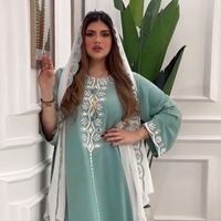 Robe Abaya Maxi Robe Brodée Casual Plus Size Hiver Inspiré Turc Islamique Vêtements Moyen-Orient Arabe-Jalabiya