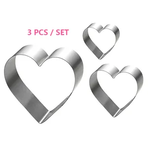 3Pcs 4 6 8 Inch 10cm 15cm 20cm Nonstick Diy Tools 3d Heart Shape Making Steel Baking Mousse Cake Mould