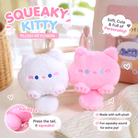 Porte-clés en peluche chat mignon, accessoire de sac, ornement, figurine, jouet, cadeau pour les loisirs, qui couine lorsqu'il est pressé sur la queue
