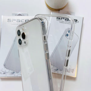 ชุบโครเมี่ยมปุ่มTPU + พื้นที่อะคริลิคโทรศัพท์มือถือกรณีป้องกันสีเหลืองกันกระแทกใสสําหรับIphone 15 14 <span class=keywords><strong>13</strong></span> 12 11 Pro Max - Product Image 4