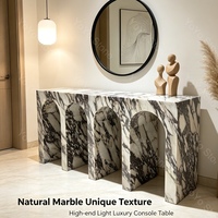 Table console d'entrée en marbre naturel Calacatta Viola, finition polie mate, pour hall d'entrée, couloir, coin, maison ou hôtel