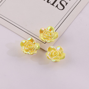 Perles acryliques plaquées or rose 3D en forme de fleur 12 mm Couleurs aléatoires Printemps 2024 pour la fabrication de bijoux Accessoires DIY - Product Image 2