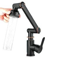 Robinet mélangeur universel Lucky Cat pour salle de bain, en acier inoxydable, avec double bras robotique rotatif omnidirectionnel, eau chaude/froide, pour cuisine, 20 mm