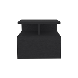 Table de chevet flottante à un tiroir, finition Wengue noir, rangement mural, meuble de chambre - Product Image 3