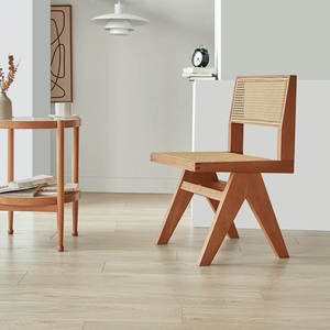 Chaise longue en bois massif, chaise en rotin, chaise de salle à manger, chaise scandinave moderne, emballage standard - Product Image 4
