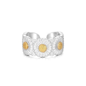 Bague marguerite rebelle Harajuku bijoux hip hop fleur en argent thaïlandais réglable manchette ouverte conception bijoux de mode - Product Image 4