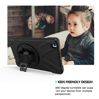 Coque de protection robuste en cuir, résistante aux chocs, étui avec sangle pour la main et sangle d'épaule, pour Samsung Galaxy Tab A de 8 pouces T290/T295