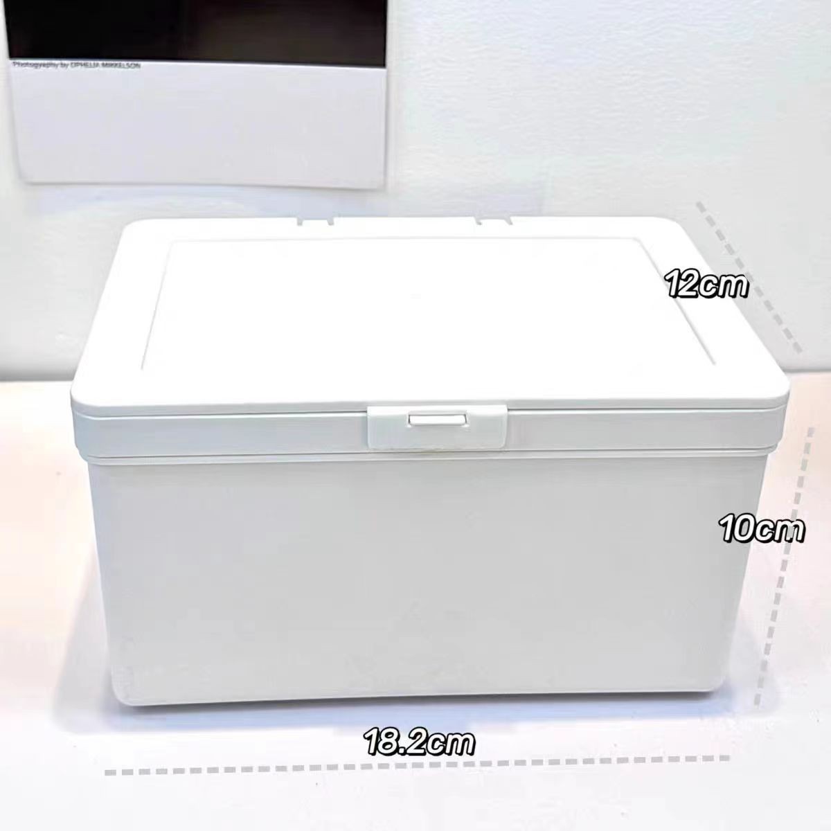 White tall flip-top storage box [Large Size]
