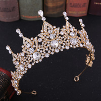 Couronne de reine RS229 pour mariage, bal de promo, anniversaire, accessoires de tête pour femmes, en strass et cristal, plaqué or, argent/or
