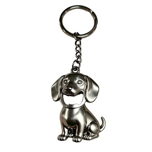 Porte-clés ouvre-bouteille en alliage de zinc personnalisé, motif chien de dessin animé 3D, pendentif métallique, chaîne, plaque d'identification pour chien - Product Image 1