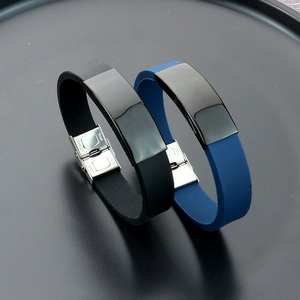 Thép không gỉ người đàn ông Phụ Nữ Silicon dây đeo cổ tay vòng đeo tay với các nút - Product Image 2