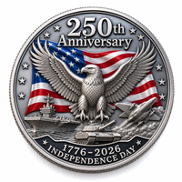 Pièce commémorative du 250e anniversaire de l'indépendance des États-Unis 1776-2026, pièce commémorative du semi-quinqucentenaire, souvenir métallique personnalisé pour la vente en gros