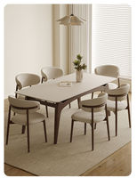 Ensemble de table et chaises de salle à manger en bois massif et cuir PU, design nordique moderne