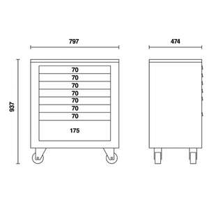 Módulo de cabina de rodillos BETA - 055000206 con ocho cajones para combinación de equipos de taller-TALLERES RODANTES EAN 8014230841694 - Product Image 3
