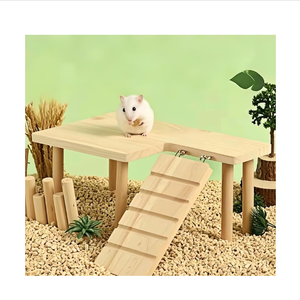 Ahşap Fare Kafesi Aksesuarları Küçük Hayvanlar İçin Doğal Ahşap Hamster Tırmanma Platformu Oyuncağı Merdivenli - Product Image 3