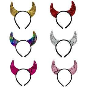 Diademas de Halloween al por Mayor, Diademas con Cuernos de Diablo y Lentejuelas para Niños y Adultos, para Fiestas de Navidad y Carnaval - Product Image 1