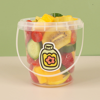 Grand seau en plastique de 32 oz pour boisson, jus, smoothie, récipient à fruits jetable, tasses à fruits transparentes avec couvercles et poignée