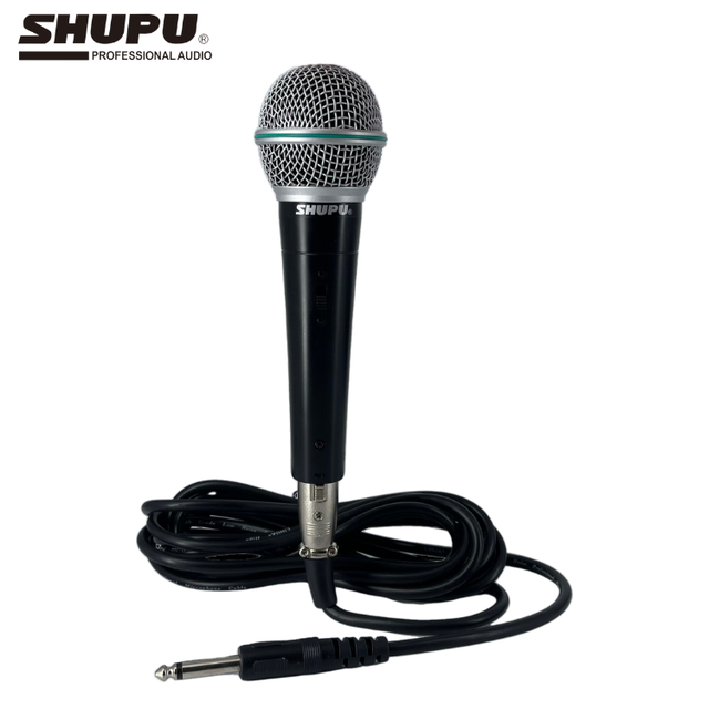 SHUPU SM-500S Professional Black Metal Dynamic Wired XLR Cardioid Handheld Karaoke Microphone for Church Stage Noise Cancelling