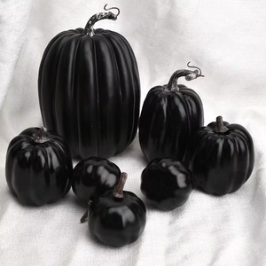 Citrouilles artificielles noires et dorées de luxe, tailles variées, décoratives, pour Halloween, récolte d'automne, centre de table - Product Image 4