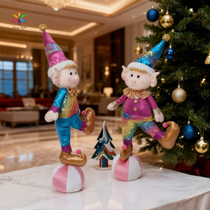 Decorazione Natalizia per Interni di Susangifts Factory, Simpatico Elfo Clown Blu e Viola che Sta in Piedi sulla Palla, Regalo per Casa e Negozio - Product Image 4
