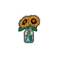 Pin Decorativo de Solapa de Metal Esmaltado con Diseño Floral de Jarrón Botánico