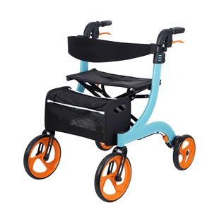 Qinda Four-Wheel Aluminum Alloy <b>Walker</b> <b>Rollator</b> Blue Folding Mobility Aid for Elderly - Product Image 4