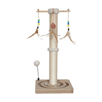 Griffoir vertical moderne et classique de luxe pour chats adultes et chatons, en corde de sisal et bois, interactif, avec carton suspendu