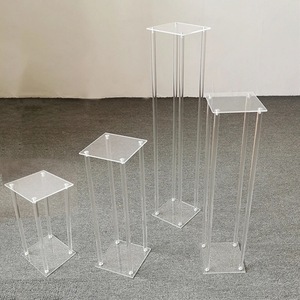 Cross Border New Arrival Modern Elegant Vintage Transparent Acrylic <b>Square</b> Column Wedding Dessert Table Flower Rack Decoration - Product Image 2