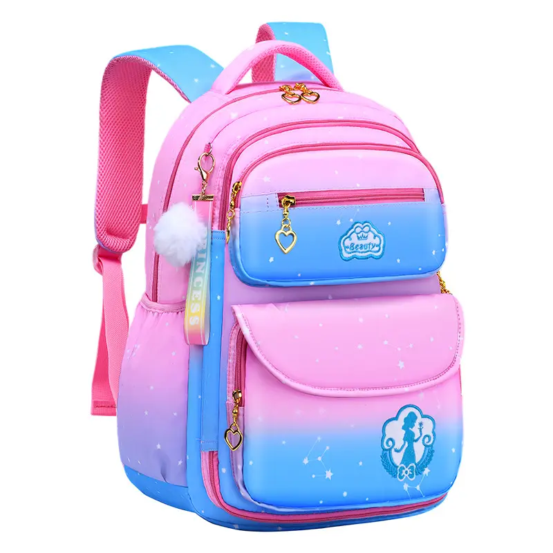 Лидер продаж 2023, школьный рюкзак для учеников начальной школы с градиентом, оптовая продажа, От 6 до 12 лет рюкзак для девочек, снижение нагрузки, принцесса, леди
