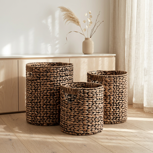 Bestseller Modern Rectangle Water Hyacinth Woven <b>Foldable</b> Storage <b>Basket</b> Handle Multifunction for Household Clothes Books - Product Image 1