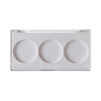 Palette à paupières vide AS ABS 3 compartiments L121*W63.5*H13mm avec couvercle transparent, étui de maquillage cosmétique