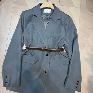 Blazer Negro de Diseñador para Mujer, con Flecos de Encaje, Cierre de un Solo Botón, Traje de Negocios para Oficina, Cierre Cruzado, Tejido de Lana - Product Image 4