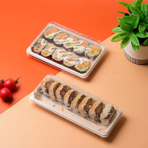 ถาดซูชิเยื่อชานอ้อย 164x89x21 มม. ย่อยสลายได้ เกรดอาหาร พร้อมฝาปิด กล่องอาหารกลางวันแบบใช้แล้วทิ้งรูปทรงสี่เหลี่ยมผืนผ้า - Product Image 2