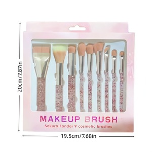 Juego de 9 Brochas de Maquillaje de Cristal Brillante Sakura para Base, Rubor, Corrector, Difuminado, <span class=keywords><strong>Contorno</strong></span> de <span class=keywords><strong>Nariz</strong></span>, Sombra de Ojos y Delineador - Product Image 5