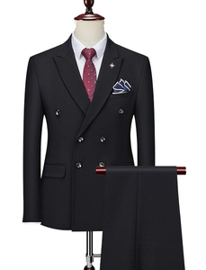 Abito da uomo a doppio petto tinta unita per banchetti casual tendenza italiana formale per banchetti - Product Image 6