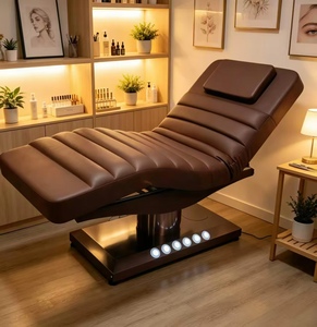 Cama Facial Eléctrica Moderna de PVC con Base Dorada Curva para Salón de Belleza, Estética, Spa y Masajes, Cama de Lujo para Pestañas - Product Image 2