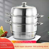 Ensemble de casseroles multifonctions en acier inoxydable antiadhésif avec fond en nid d'abeille pour cuisson à induction, avec couvercle en verre, pour la cuisson à la vapeur et les soupes