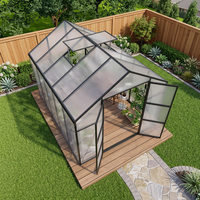 Serre de jardin moderne en polycarbonate 8x10 pieds avec double porte, kit de bricolage facile à assembler