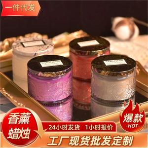 Bougie parfumée en verre gaufré, cylindrique, en cire de soja, faite à la main, parfumée, pour la maison, cadeau - Product Image 5