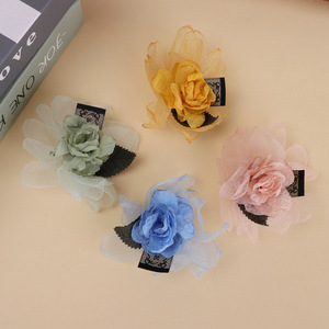 Korean Style Fabric Hair <b>Clip</b> With Mesh Flower 7Cm Handmade Daily Wear Hair Accessories - Product Image 2