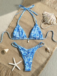 Bikini <span class=keywords><strong>de</strong></span> 2 piezas <span class=keywords><strong>con</strong></span> estampado floral, cuello halter, sexy, elástico, <span class=keywords><strong>de</strong></span> secado rápido, estilo spa, novedad 2026, suministro directo <span class=keywords><strong>de</strong></span> fábrica - Product Image 3