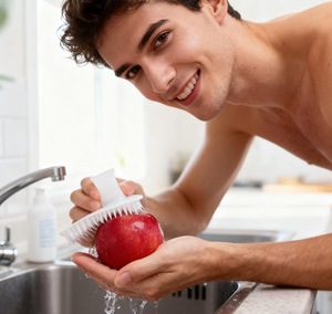 Cepillo de Silicona para Limpieza de Frutas y Verduras, Multifuncional, para Cocina, para Limpiar Fácilmente Patatas y Zanahorias - Product Image 1