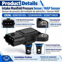 Capteur MAP de sorghite OEM 8200105165 223650035R 8200719629 pour Renault Logan Duster Clia Saturdays Tusing à Sao Paulo Brésil
