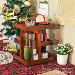 Wooden Cosmetic Storage Rack 3 Tier Rotating <b>Desktop</b> Organizer For Makeup Perfume Lipstick Bathroom Toiletries <b>Shelf</b> - Product Image 1