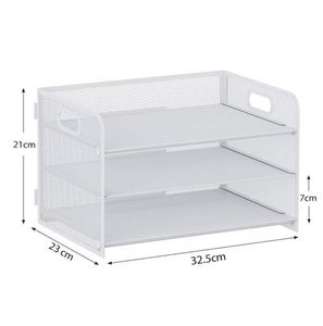 3 Tier Paper Organizer with Handle Metal Desk Organizer Mesh Paper Letter <b>Tray</b> Desktop <b>File</b> Folder Document Sorter - Product Image 5