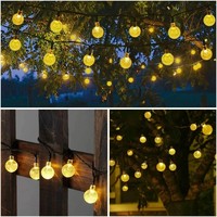 Guirlande lumineuse solaire LED en forme de globe de cristal, 50 LED, 8 modes d'éclairage, IP65, guirlande féerique pour la décoration de jardin et de fête de Noël